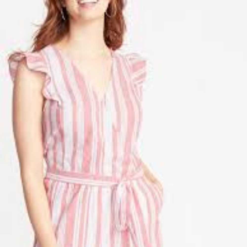 Faux-Wrap Tie-Belt Linen-Blend Jumpsuit for Women